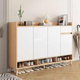 Pure Solid Wood Shoe Cabinet Household Doorway Multi-layer Locker Corridor Large Capacity New 35cm Entrance Cabinet Integrated Shoe Rack