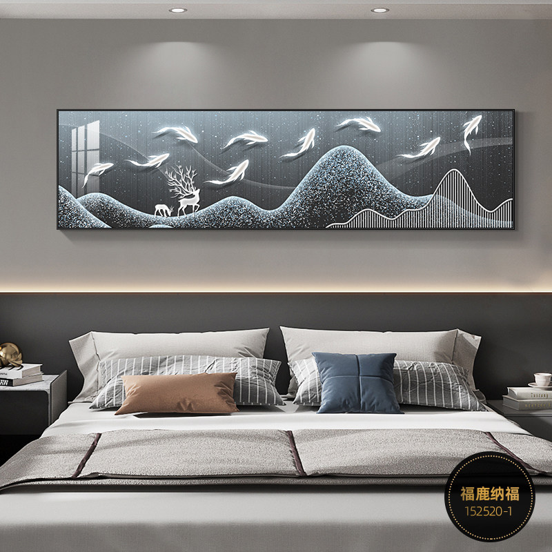 Decoración del dormitorio cuelga la cabeza de la cama pintura cálida Fu Lu sala de estar dormitorio principal pintura de pared de fondo mural de habitación moderna simple image 3