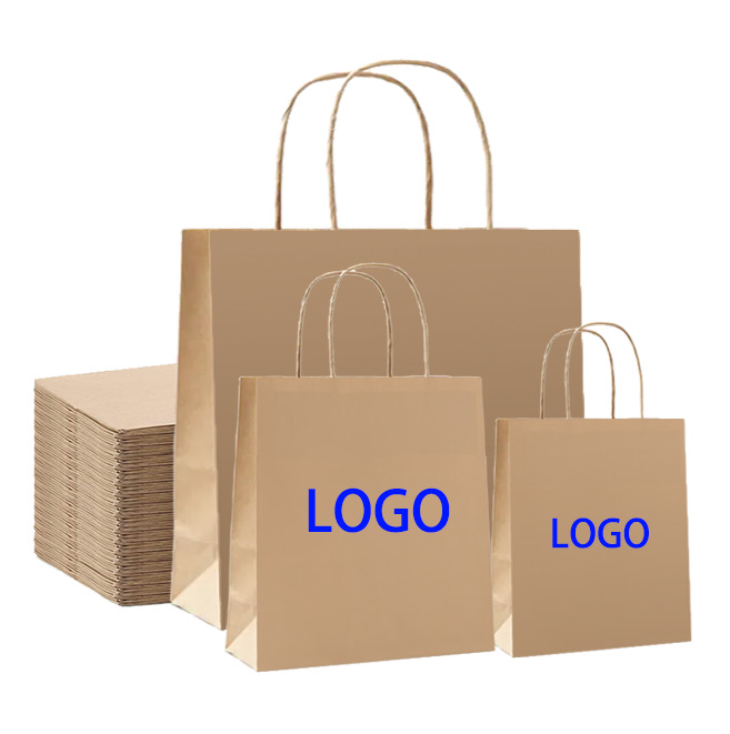 大小外卖袋奶茶牛皮纸袋加印logo服装购物袋广告礼品手 提纸袋