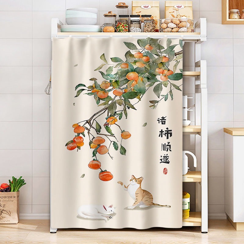 置物架帘子货架铁架防尘帘储物柜拉帘杂物遮挡帘滑轨免打孔挂帘|undefined