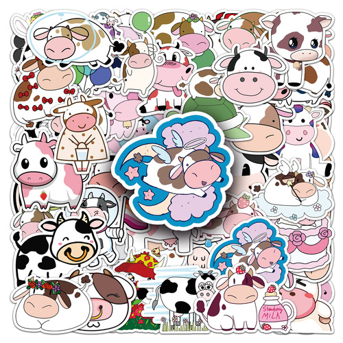 50 ins style cute cow cartoon decoration creative scooter notebook refrigerator guitar suitcase stickers