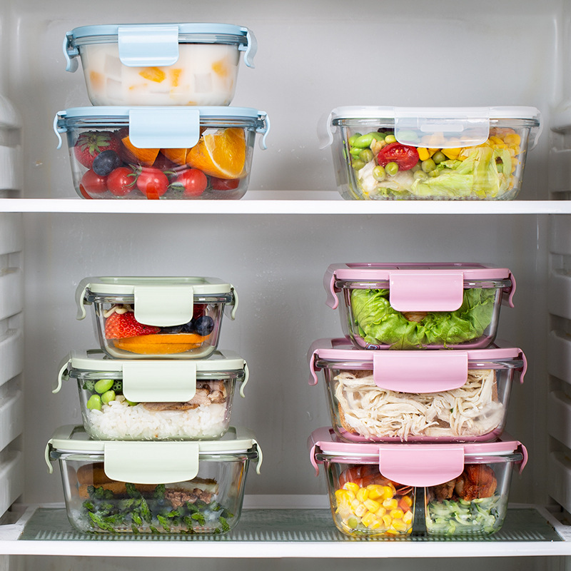 Caja de almuerzo de vidrio de alto silicio de silicio con microondas calentado cuenco especial para empleados de oficina con caja de almuerzo caja de almuerzo caja de almuerzo caja de preservación