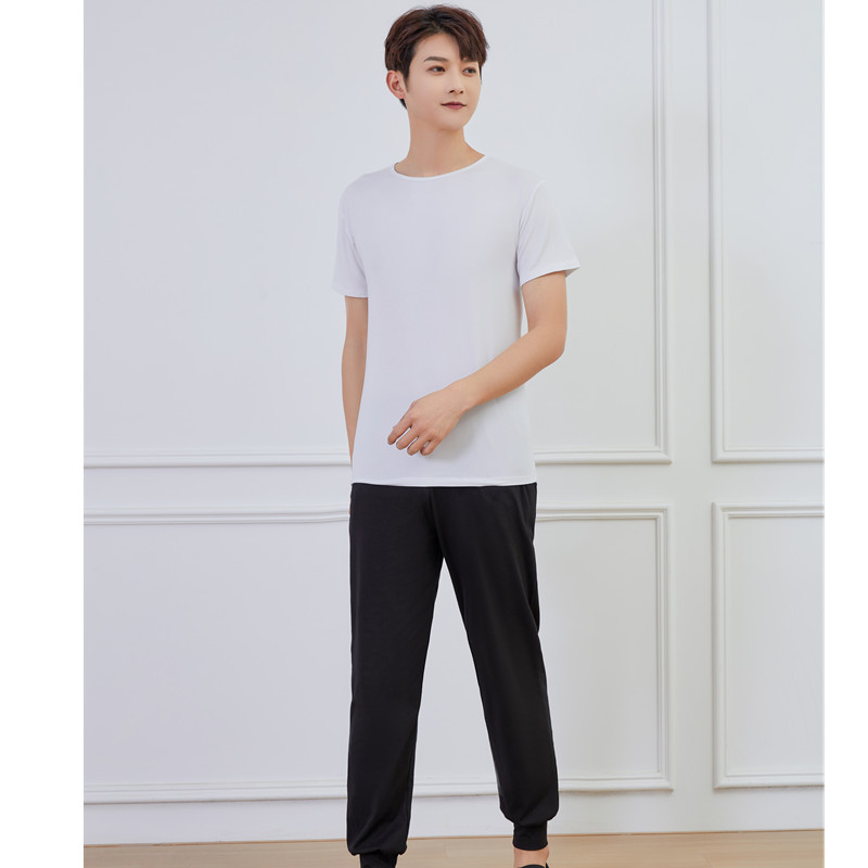 Men's white round neck (short sleeve) + turnip pants