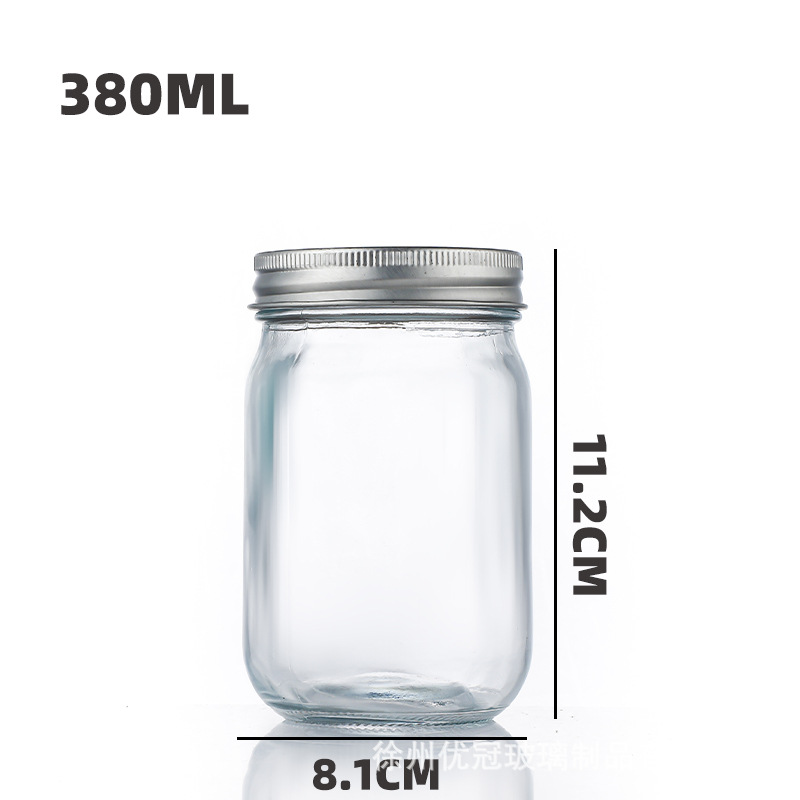 Tarro de albañil de vidrio transparente tarro sellado de la tarro de la ensalada de verduras nueces productos secos de embalaje de almacenamiento de vidrio al por mayor