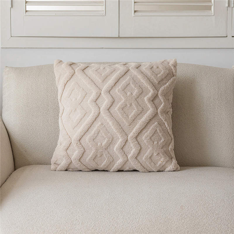 Cojín de sofá de felpa de color sólido, moderno y minimalista, para sala de estar, decoración de habitación modelo, cojín para cabecera