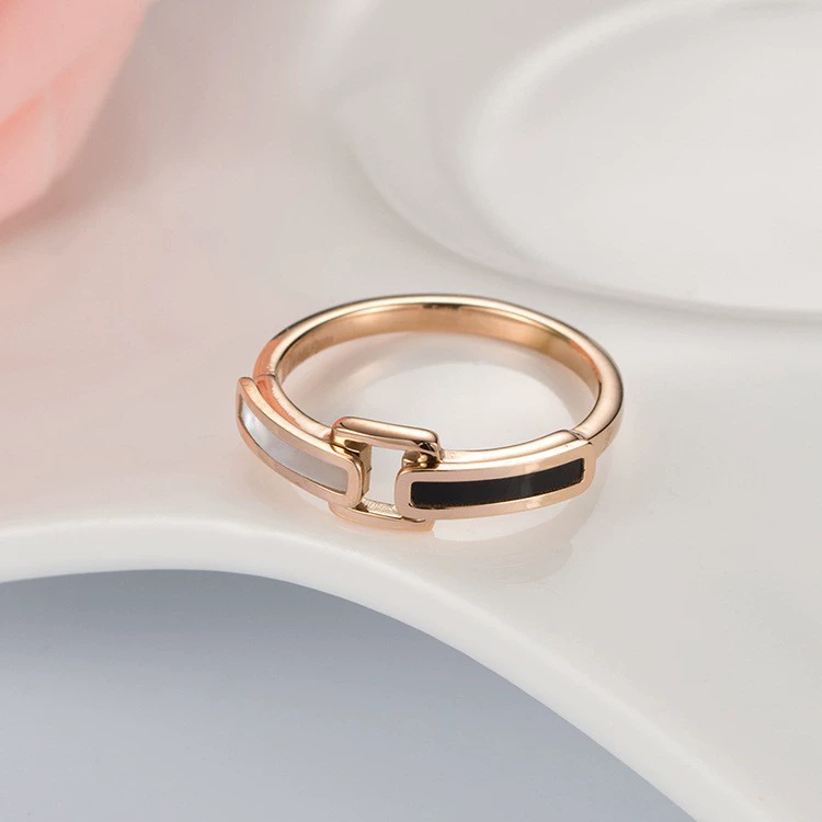 Fashionable ring stainless steel, golden belt, buckle, (Cross-border trading), pink gold