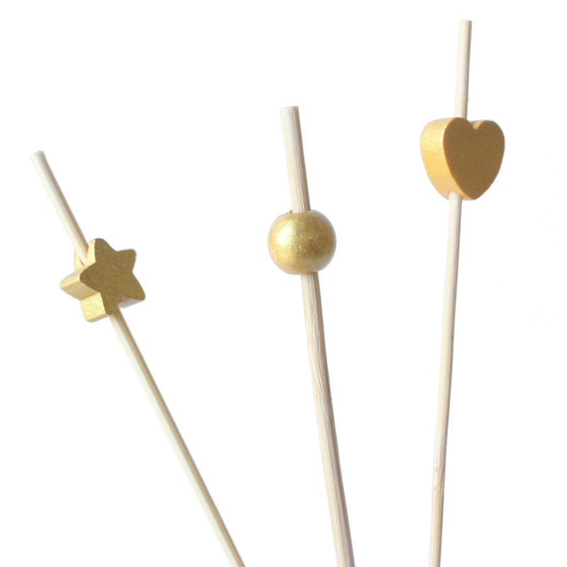 Nuevo producto decoración palo de bambú 100 piezas/paquete de fruta de dibujos animados lindo palo de bambú palo de hamburguesa palo de cóctel palo de bocadillo Amazon