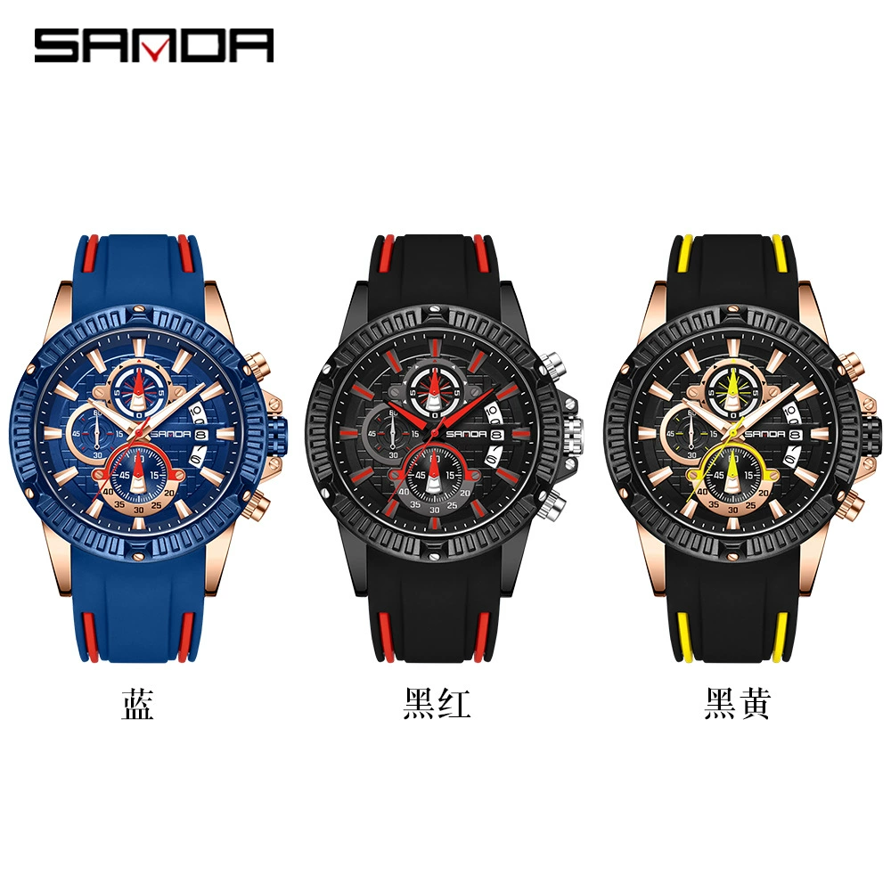 三达 Silicone quartz классический календарь, мужские часы, (跨境электронная торговля)