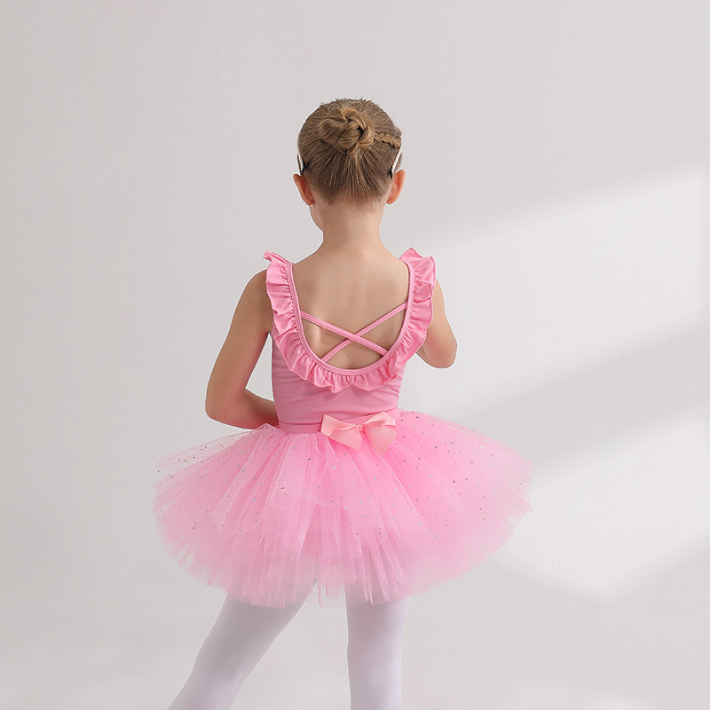 Children's dance clothes summer pink cot...