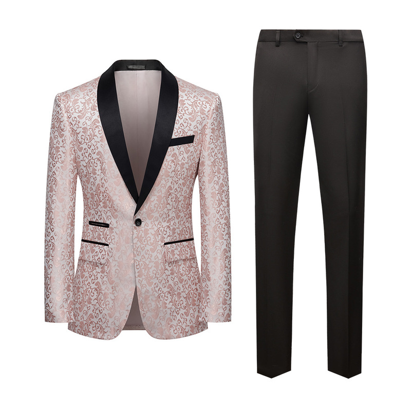 Foreign Trade New Men's Suit Korean Style Slim Amazon Aliexpress Suit Two-Piece Set Menuit