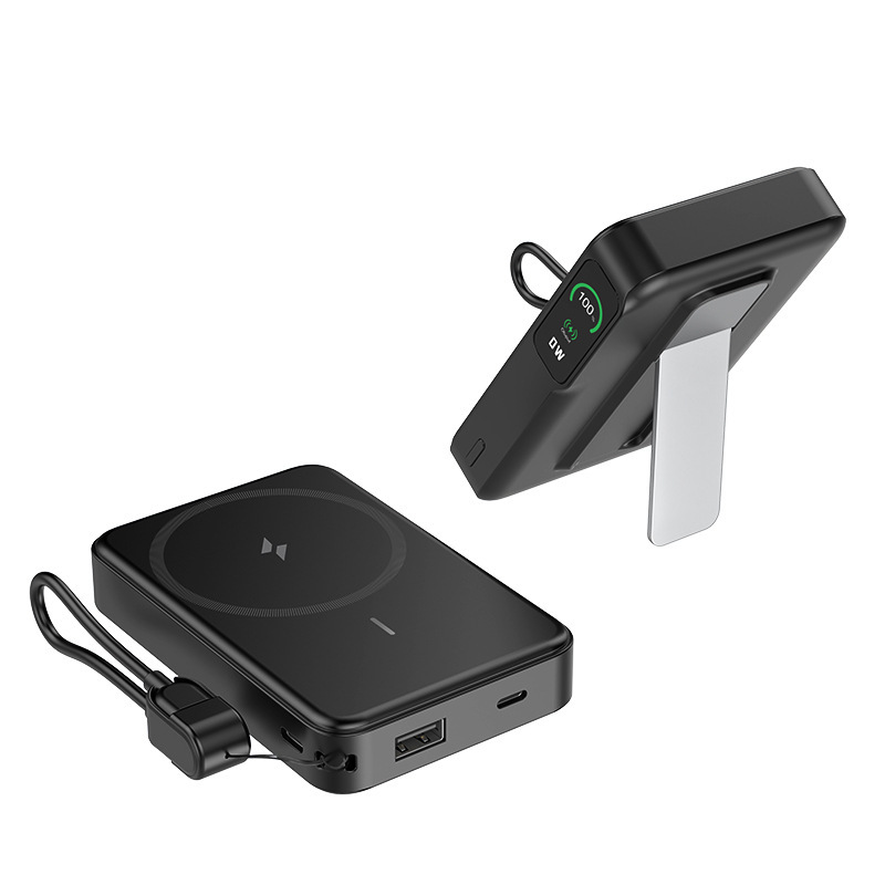 TFTスクリーン、MagSafe対応、15W磁気ワイヤレス充電パワーバンクスタンド、10000mAh、ケーブル内蔵、ギフト|undefined