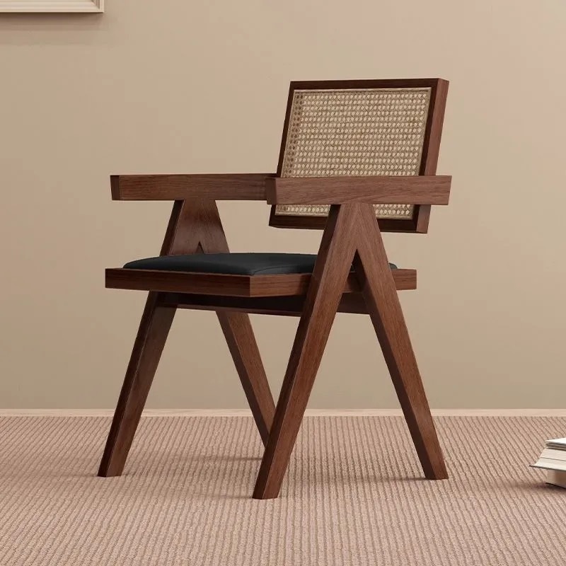 Candigar silla de madera sólida nórdica silla de caña red doméstica silla de respaldo de viento silencioso silla de comedor doméstica silla de té
