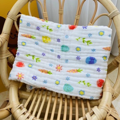 嬰幼兒四層高密泡泡紗浴巾兒童蓋毯寶寶卡通洗澡巾吸收柔軟紗布