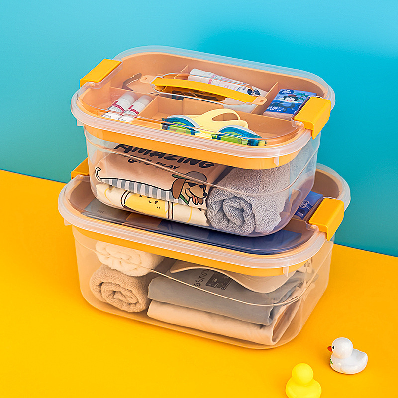 手提游泳箱收纳盒透明塑料泳镜毛巾干湿分离游泳包防水女生整理箱