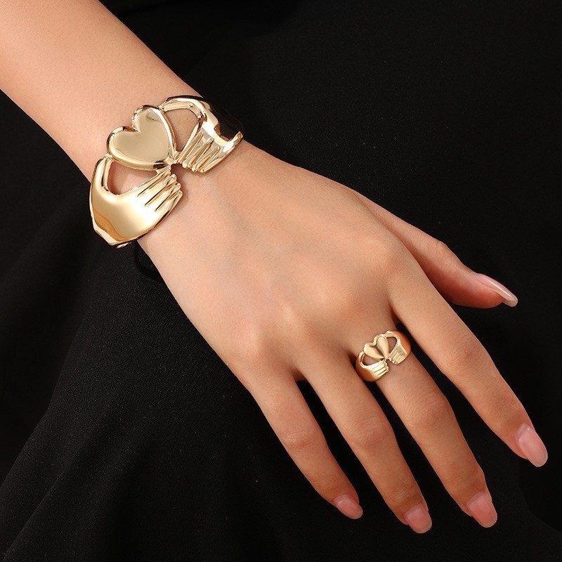 Moda transfronteriza europea y americana personalidad creativa metal geométrico cuadrado apertura ajustable pulsera femenina anillo conjunto de joyería image 21