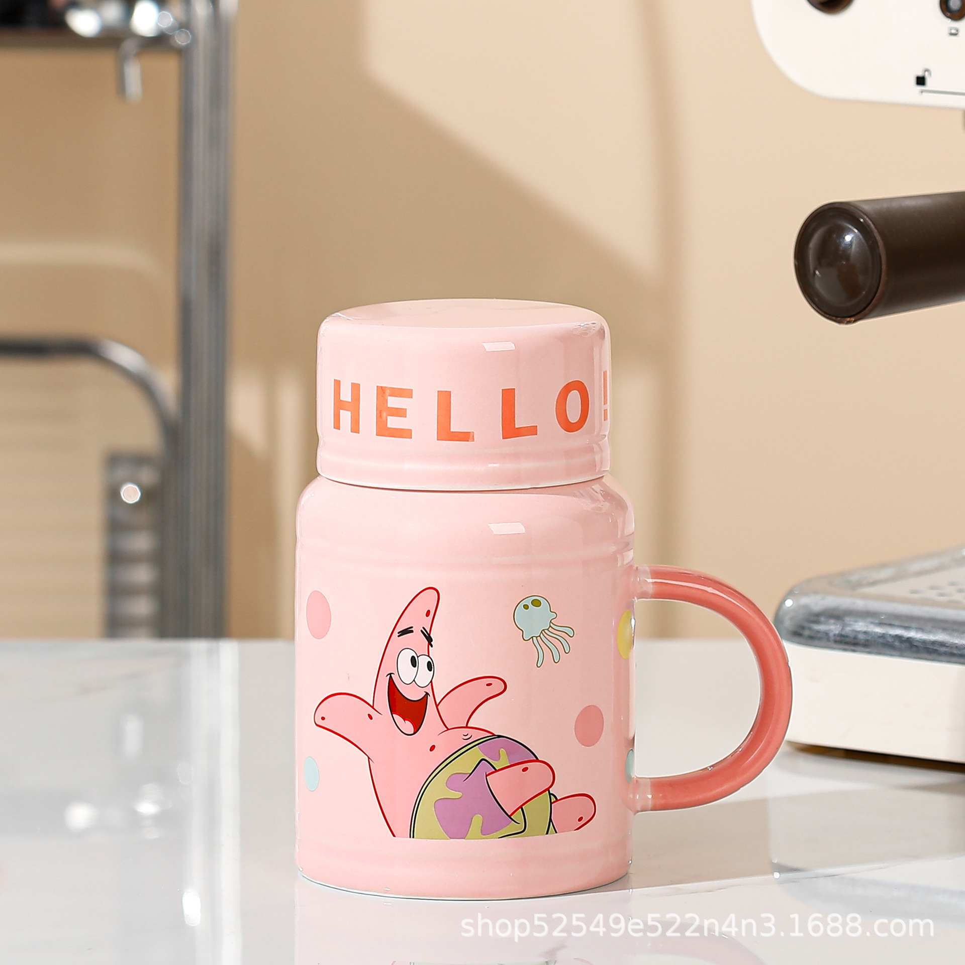 SpongeBob autorizado genuino taza con tapa creativa de alto valor de dibujos animados copas de agua taza de cerámica