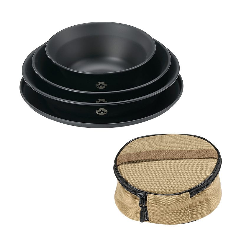 Coman BKS395 negro de acero inoxidable Chapado en titanio portátil acampar al aire libre barbacoa plato vajilla traje