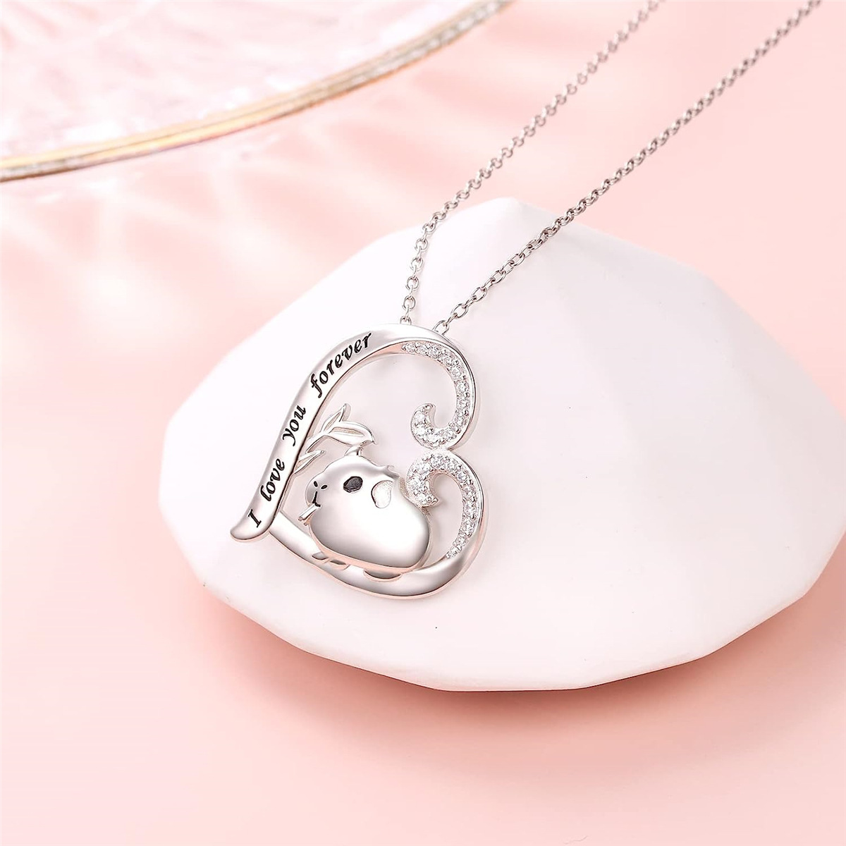 Heißer Verkauf Einfache Und Niedliche Herz-förmigen Diamant Intarsien Hamster Anhänger Halskette, Modische frauen Schmuck_voghion.com