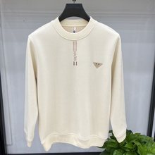 华夫格男士套头恤加绒加厚卫衣长袖圆领潮流秋冬季保暖潮打底衫