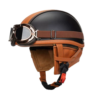 Motosiklet kaskı (dəbilqə) – Electric Vehicle Light Scoop Helmet Adult - matte-black-orange-peel-copper-mirror-s