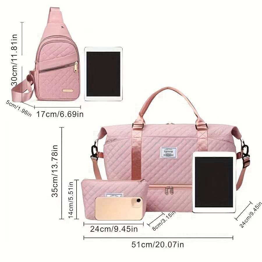 Bolsa de viaje de tres piezas Bolsa para niños y madre Versión coreana de Lingge Almacenamiento de salida de gran capacidad Bolsa de equipaje portátil Bolsa de deporte y fitness
