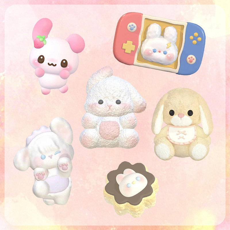 Cartoon Rabbit Large Collection Pinch Mold DIY Cute Animal Rabbit Aromatherapy Gypsum Handmade Soap Silicone Mold