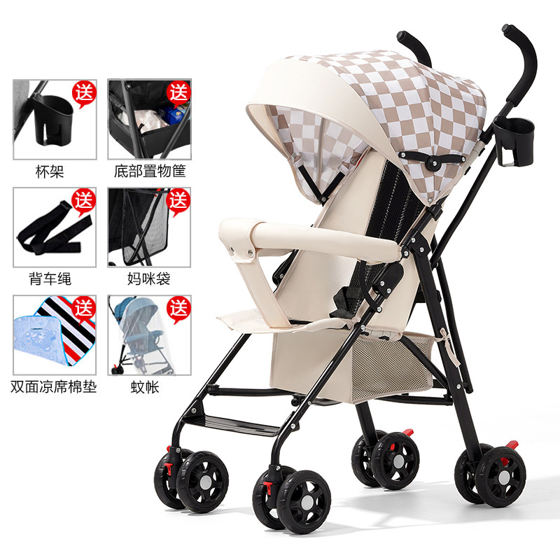 Carrinche de bebé ligero y plegable simple para sentarse y acostarse, viaje de verano para niños pequeños, carro de mano para niños pequeños