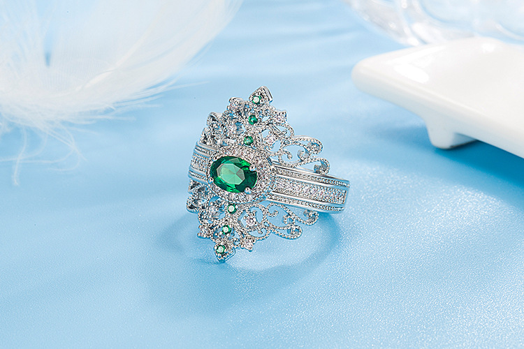 Luxurious Crown Copper Plating Rhinestones Rings 1 Piece