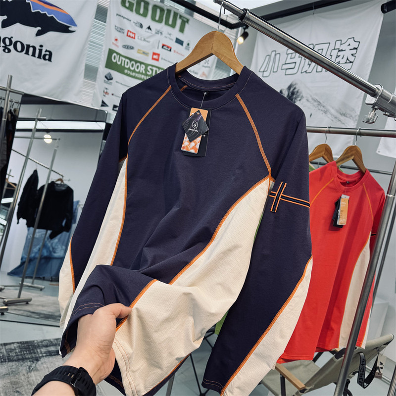 Upf50+ Sun Protection 7A Anti-Bacterial 3D Cut Color-Blocking Unisex Outdoor Mountain-Style Long-Sleeve Quick-Dry T-Shirt Trendy