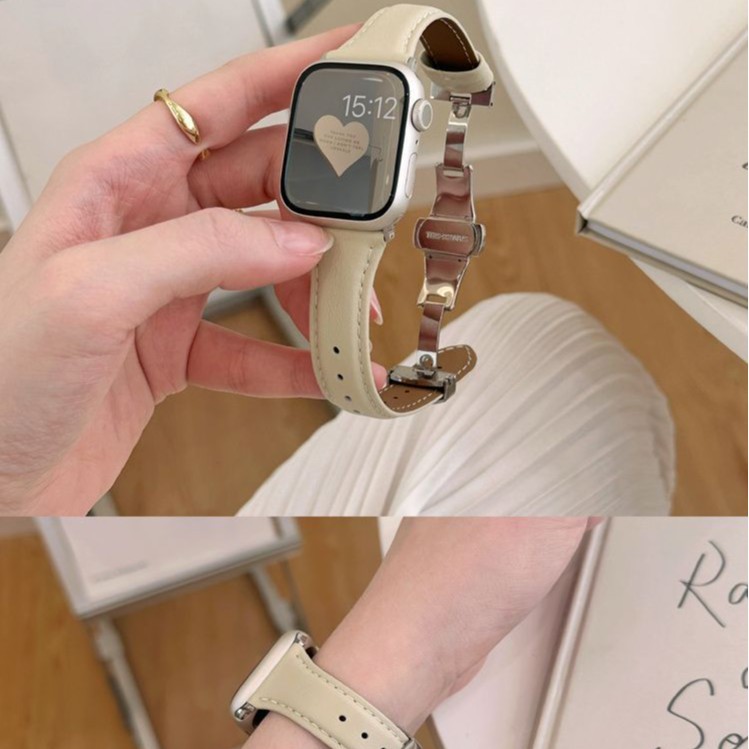 For Apple Apple iwatchS10Ultra8 Generation 987654 Watch with Small Waist Leather Butterfly Buckle