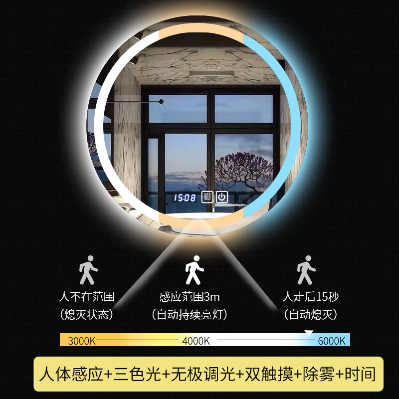 Zhenhan Cross-border se especializa en espejos redondos inteligentes, espejos de baño, luces LED, cosméticos de baño, espejos de baño con luces, exclusivos para hoteles