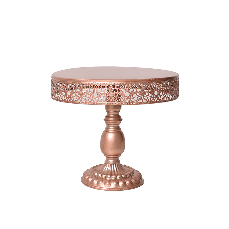 De estilo europeo redondo pastel Placa de hierro alta pierna pastel de la boda decoración de la tabla apoyos estante plato de fruta bandeja de postre al por mayor image 7