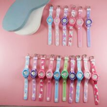 可爱卡通创意儿童手表小学生高颜值指针腕表齿轮硅胶圆壳石英成表