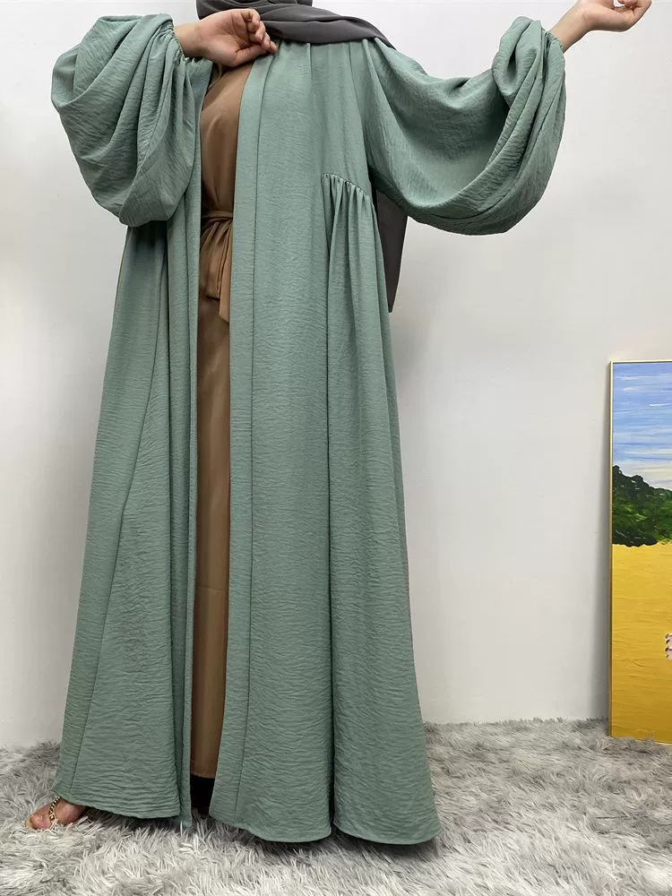 Эластичный кардиган в виде абайи, длинный свободный, легкий драпированный, S–2XL, разные цвета