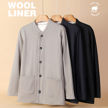 男士打底衫加绒加厚款保暖贴身羊毛开衫外套中老年男士秋冬家居服