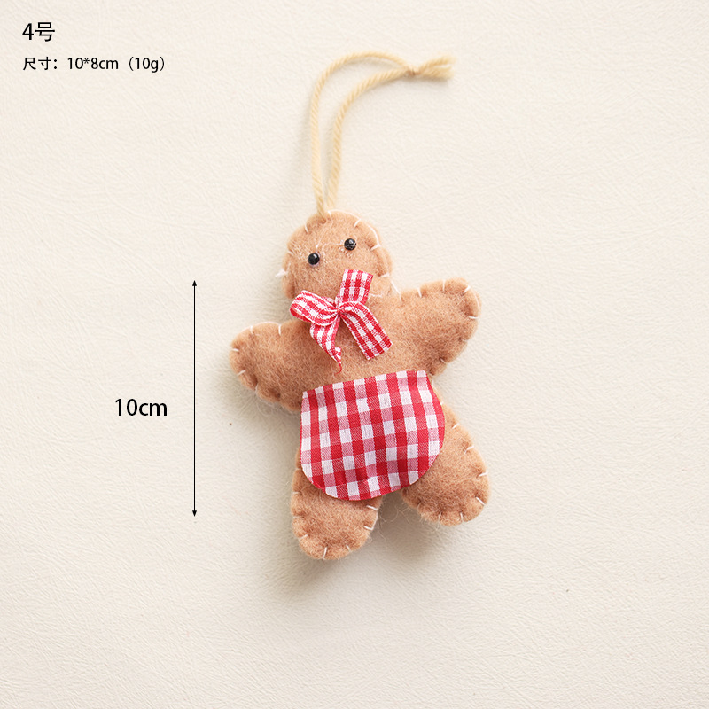 Navidad fieltro de lana decoración colgante accesorios DIY hechos a mano árbol de Navidad alce paquete de regalo pan de jengibre accesorios colgante hombre