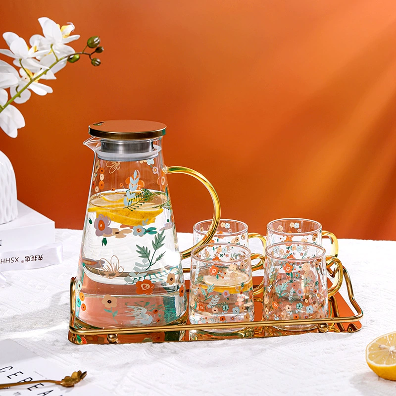 Teapot, glass tea set, sticker