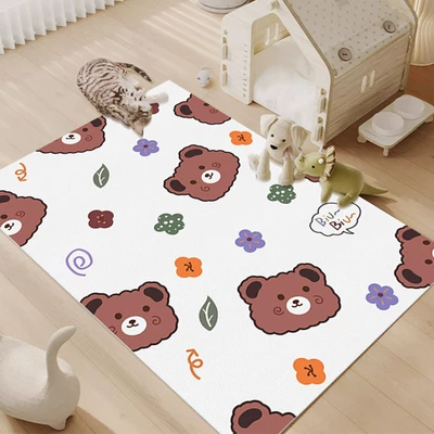 No-Wash Dirt-Resistant Wipeable Dining Mat for, Avtomobil döşəmə paspasları - cute-brown-bear-4060cm-35mm-wipe-clean