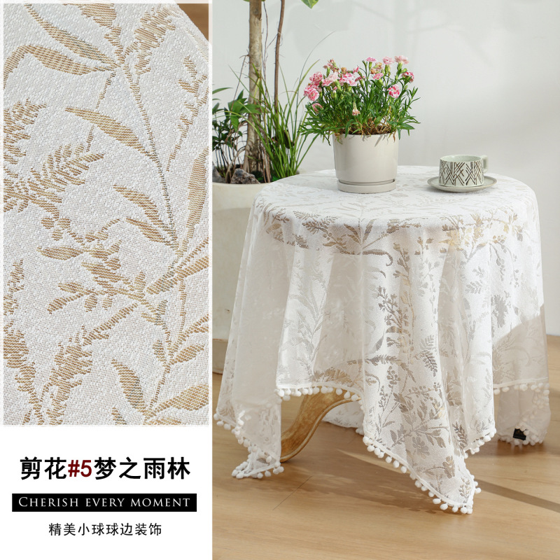 法式田园蕾丝桌布ins风叶子花边甜品台派对奶油风圆桌盖布餐桌布|undefined