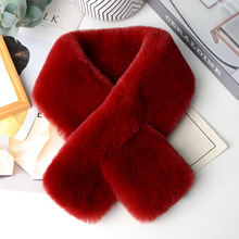 网红毛绒围巾女冬季保暖加厚护颈韩版围脖百搭简易交叉毛领子男