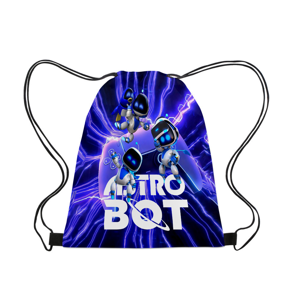 3D 새로운 우주 로봇 아스트로 봇 번들 포켓 휴대용 대용량 DRAWSTRING 학교 가방 발수제
