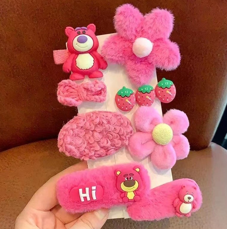 El otoño y el invierno de los nuevos niños de pelo de la horquilla accesorios de felpa horquilla de dibujos animados Ling na Bei Er clip lateral no hace daño a las niñas de pelo horquilla