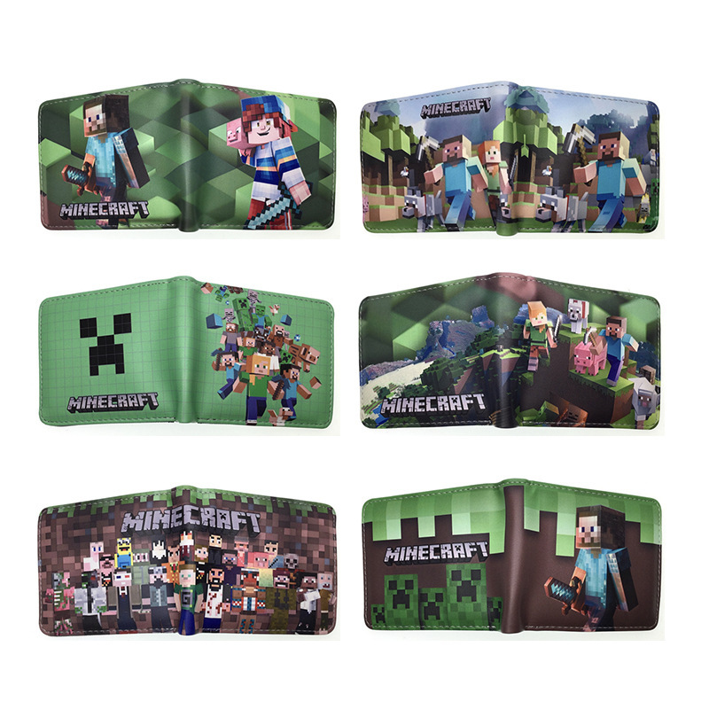 Minecraft Coin Purse Game Peripheral Steve Creeper Anime Short Folding Wallet