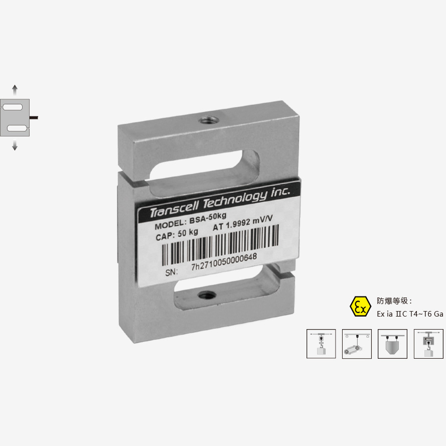 美国TRANSCELL传力BSA-FB防爆S型传感器 BSA-30kg防爆拉压传感器