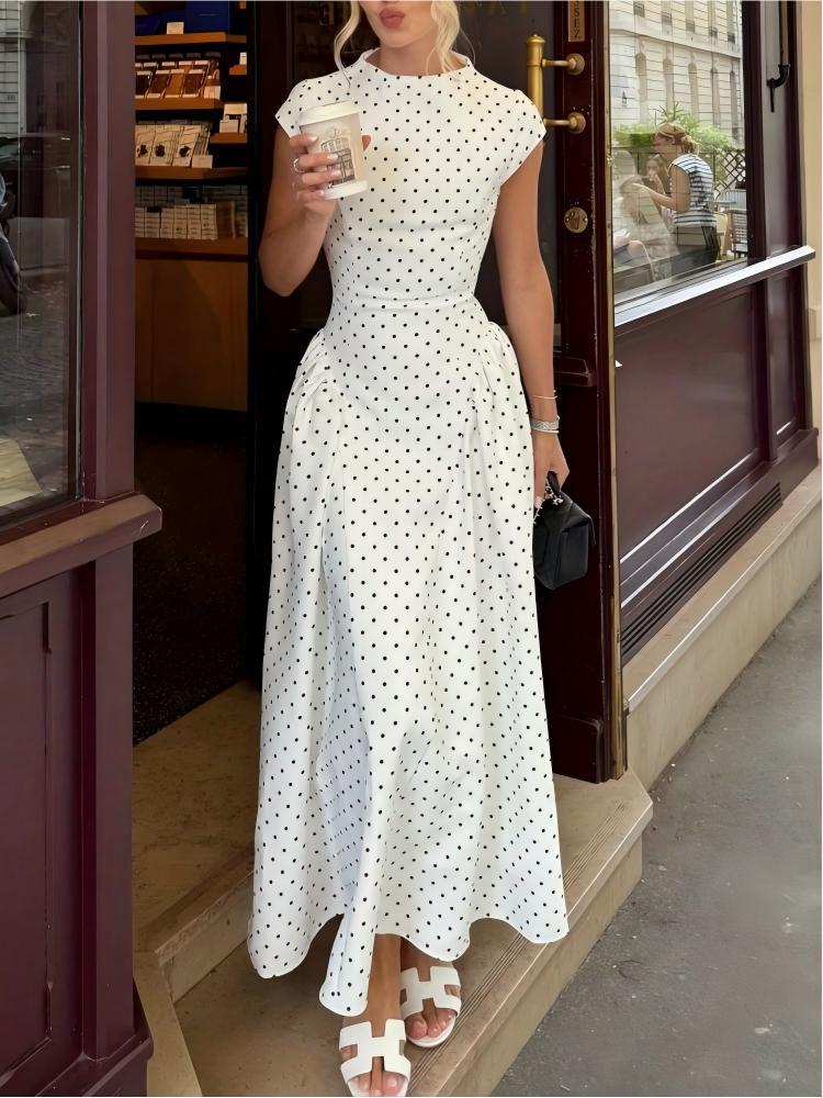 retro elegant brand dress with a round collar