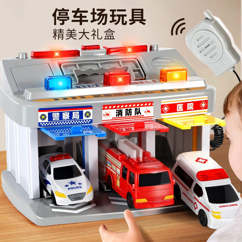 Emergency Command Center Toy Garage Kids Parking Lot 3-6 Years Old 4 Boys Gift Fire Truck Ambulance Police Car