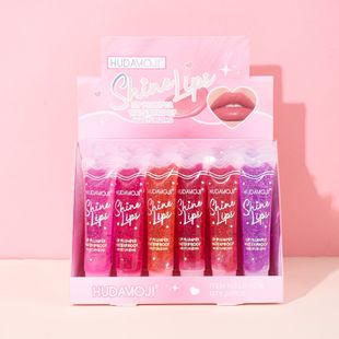 Cross-Border Makeup Wholesale Hudamoji Six-Color Tube Lip Gloss Moisturizing, Moisturizing and Diluting Lip Lines Lip Essence Lip Gloss