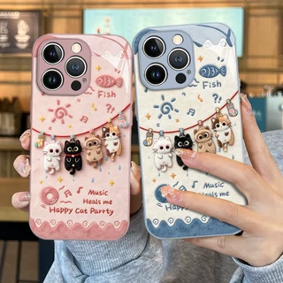 小众ins风卡通小猫iPhone17可爱手机壳16情侣款金属漆玻璃保护套