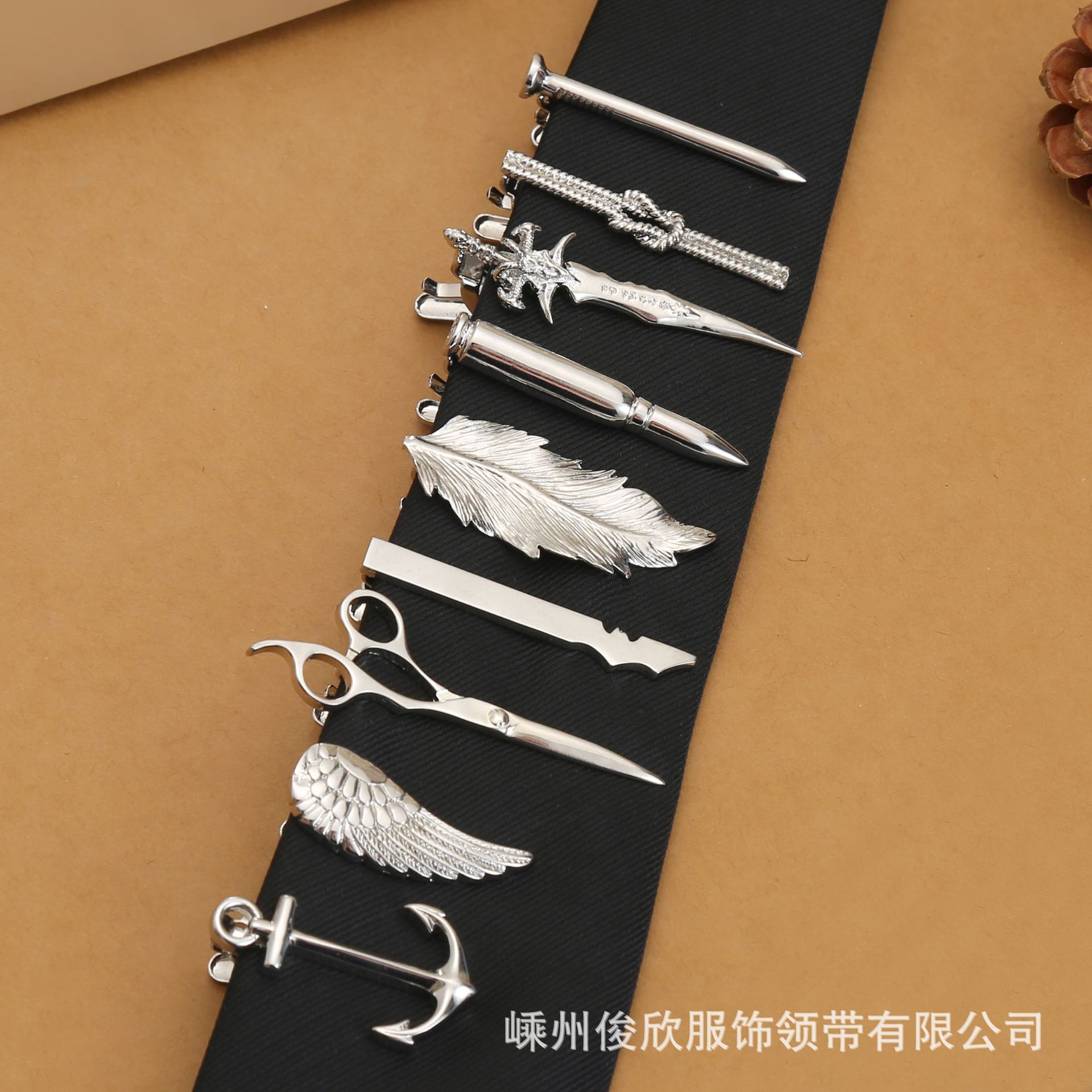 Fashion personalized boutique accessories men's formal wear tie clip creative scissors glasses feather tie clip Silver