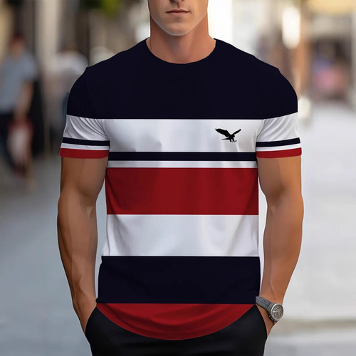European and American Cross-border 3D Digital Short-Sleeve Amazon Best Selling New Fashion Casual Crew Neck T-Shirt Breathable Sweatproof Top